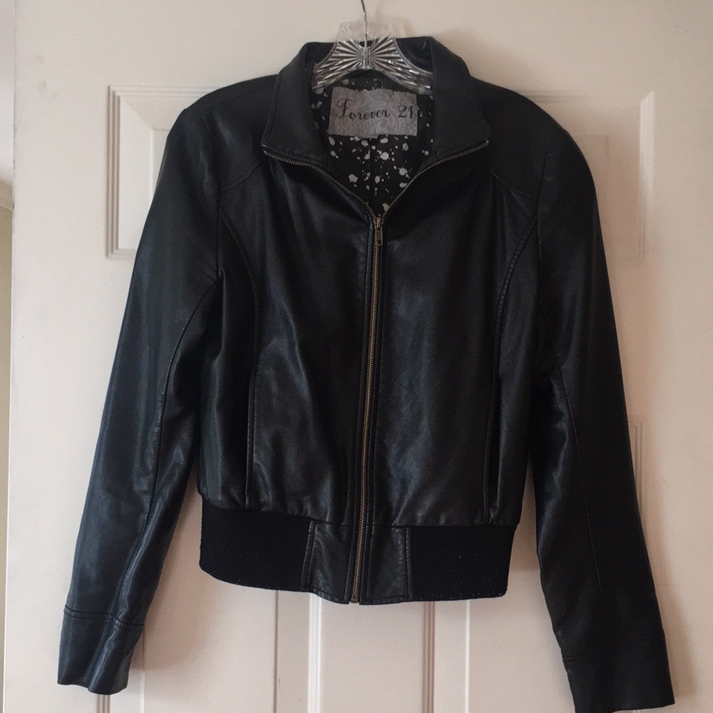 Faux Leather Bomber Jacket